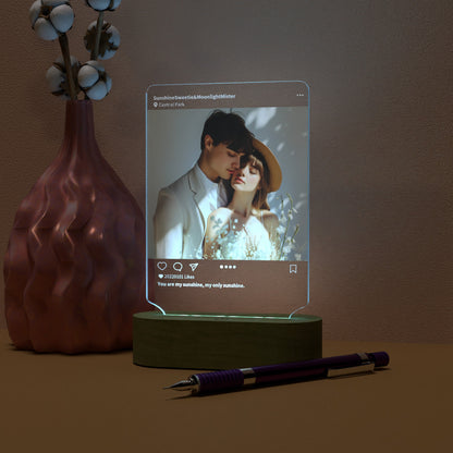 Customizable LED Light Picture Frame with Solid Wood Base and High-Definition Acrylic Panel - Perfect Gift for Expressing Love