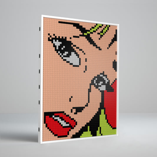 Pop Art Blonde Girl Compatible with Lego DIY Pixel Art Blocks Set with Frame