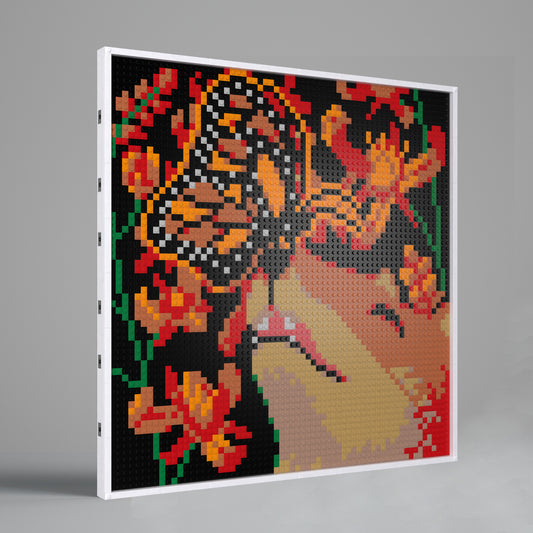 Fox and Butterfly Compatible LEGO Artwork (64*64 dots, Assembled Frame)