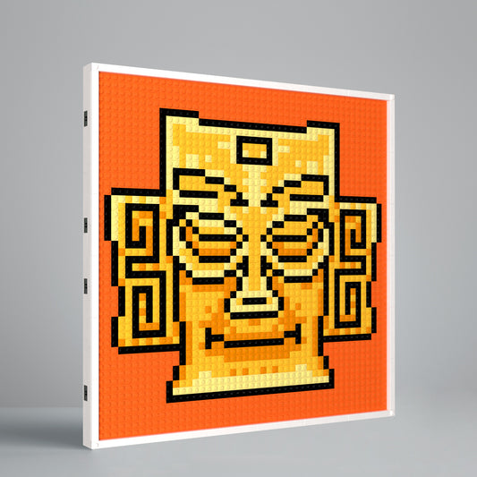 Ancient Golden Mask of Sanxingdui Lego-Compatible Pixel Art Building Blocks DIY Model