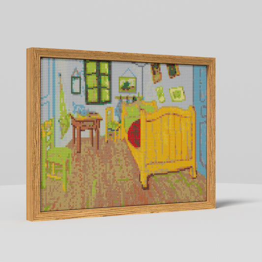 Van Gogh's Bedroom in Arles, Van Gogh Style Theme Diamond Painting, 128*96 Dots, 26 Faces ABS Diamond, Elegant Solid Wood Frame