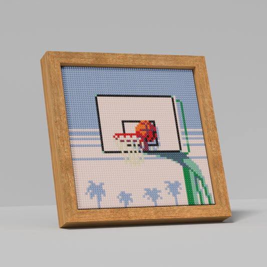 64x64 Pixel "Basketball into the Hoop" Diamond Painting Cross Stitch Kit