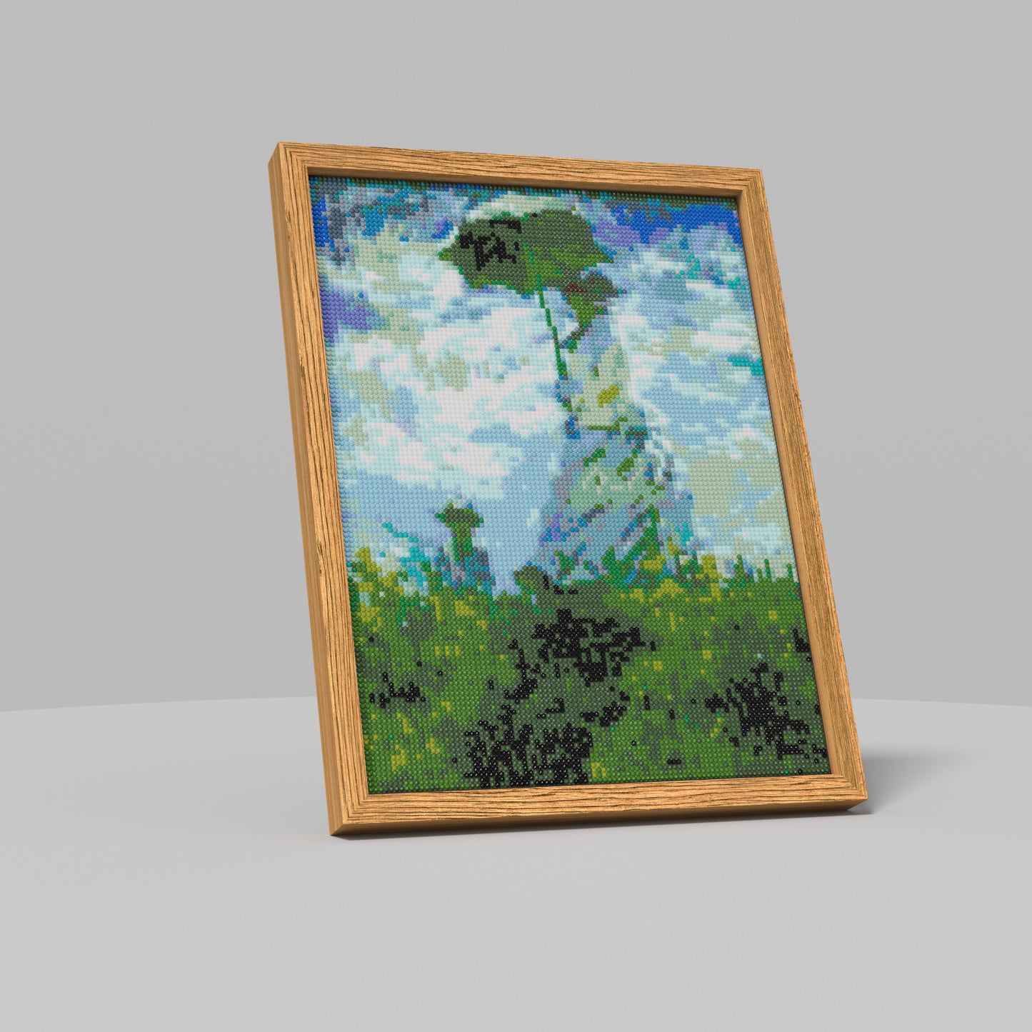 Woman with a Parasol - Claude Monet, Impressionist Landscape Theme Diamond Painting, 96*128 Dots, 26 Faces ABS Diamond, Elegant Solid Wood Frame