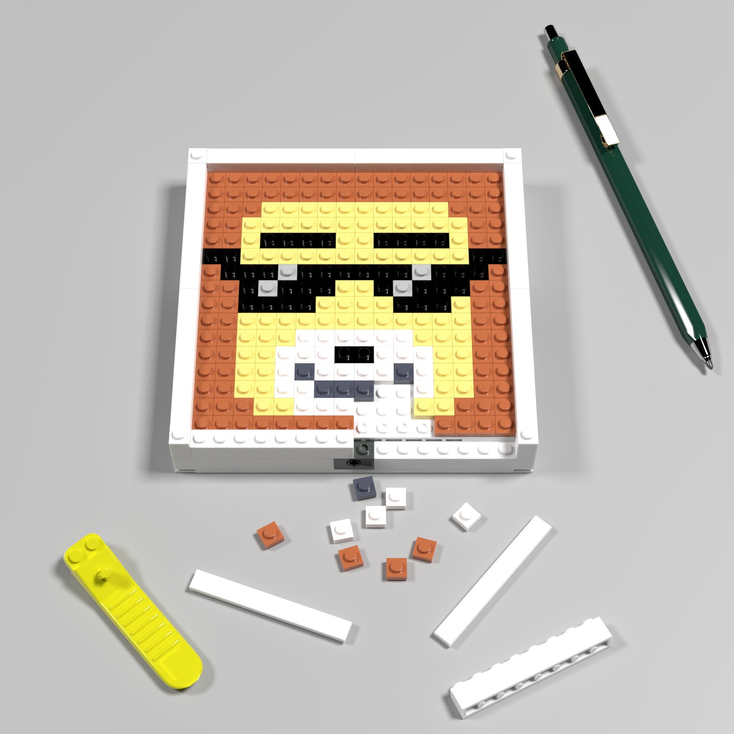 Pixel Art of Cool Emoticons Compatible Lego Set - A Minimalist Funky Decoration