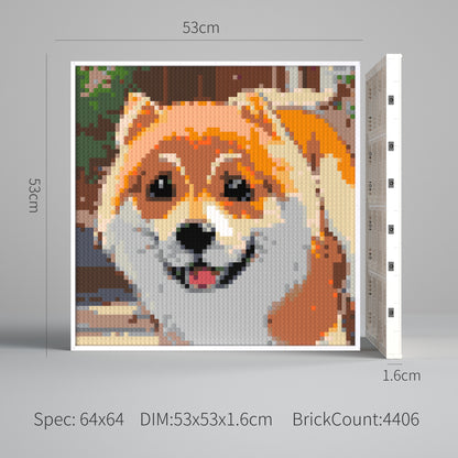 64*64 Dog Photo Compatible Lego Brick Pixel Art with Frame - 52.8*52.8*1.6cm