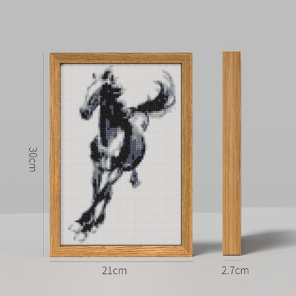 Xu Beihong's Galloping Horse, Representing Dynamism and Strength in Chinese Modern Painting Theme Diamond Painting, 64*96 Dots, 26 Faces ABS Diamond, Elegant Solid Wood Frame