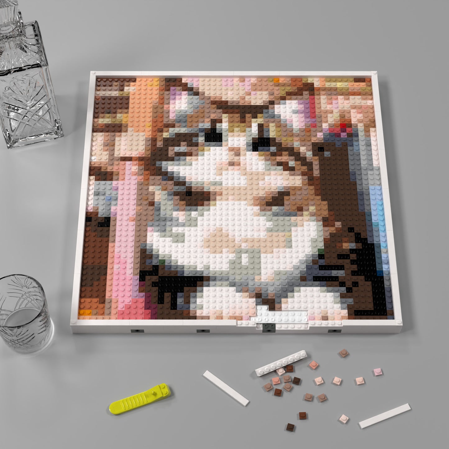 Cat Photo Compatible Lego Brick Pixel Art with Frame - 40*40*1.6cm