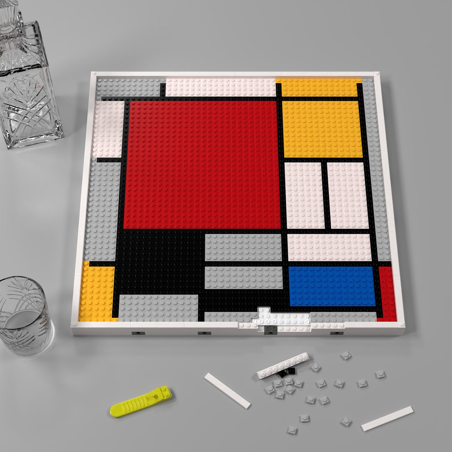 Mondrian Colorful Pixel Art Large Lego-Compatible Building Blocks DIY Jigsaw Puzzle