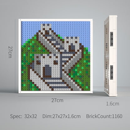 Great Wall of China Building Brick Pixel Art - 32*32 Modular Compatible with Lego