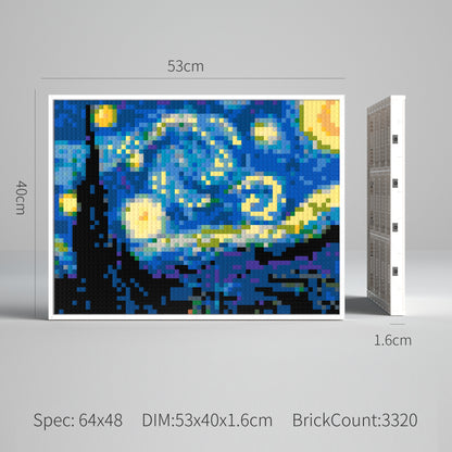 Vincent van Gogh's The Starry Night Compatible with Lego DIY Pixel Art Blocks Set with Frame