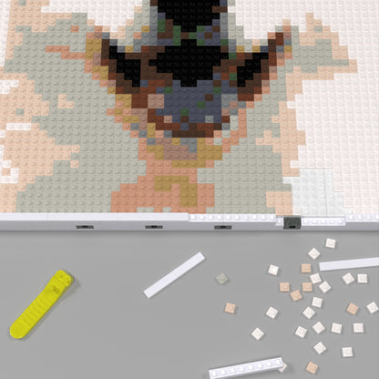 64*64 White Dog Photo Compatible Lego Brick Pixel Art with Frame - 52.8*52.8*1.6cm