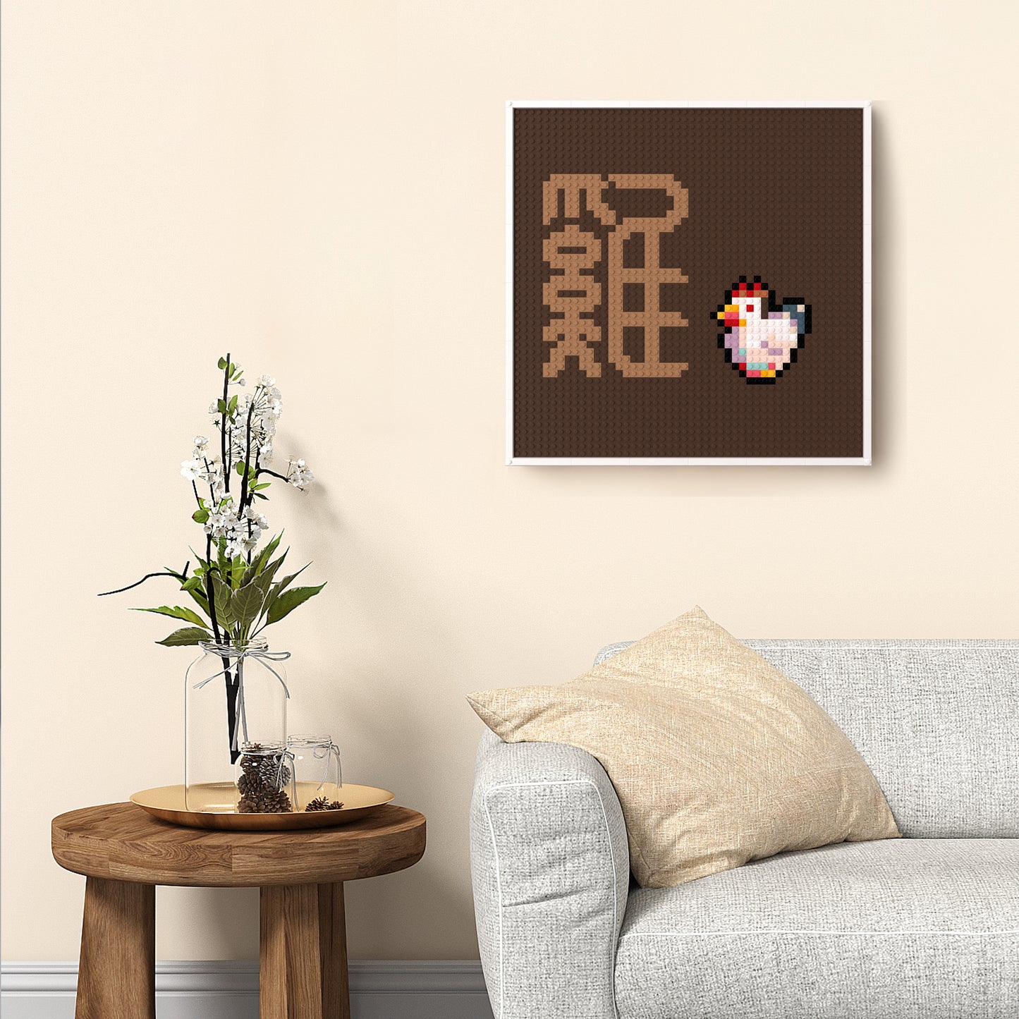 48*48 Dot Handmade Building Brick Pixel Art Chinese Zodiac Rooster Customized Chinese Traditional Culture Artwork Best Gift for Friends of Rooster