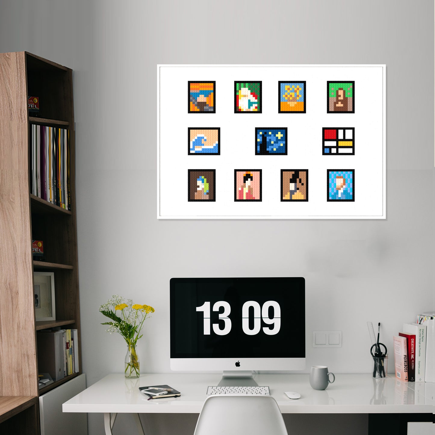 Collection of 11 Famous Painting Abstracts around the World, 96*64 Dots, 100% Compatible with Lego, Framed