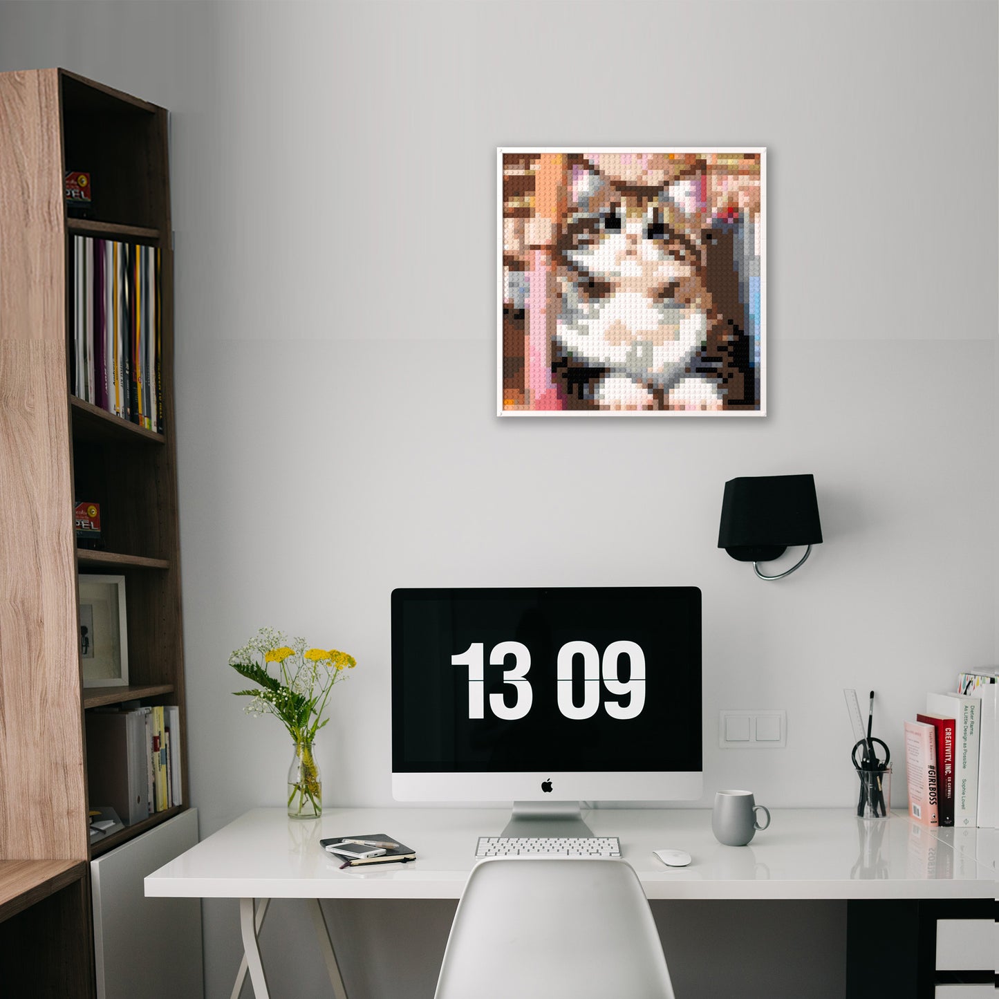 Cat Photo Compatible Lego Brick Pixel Art with Frame - 40*40*1.6cm