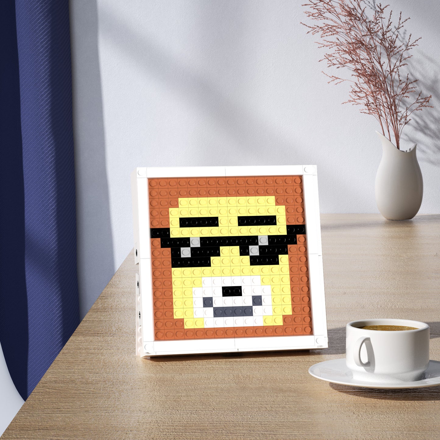 Pixel Art of Cool Emoticons Compatible Lego Set - A Minimalist Funky Decoration