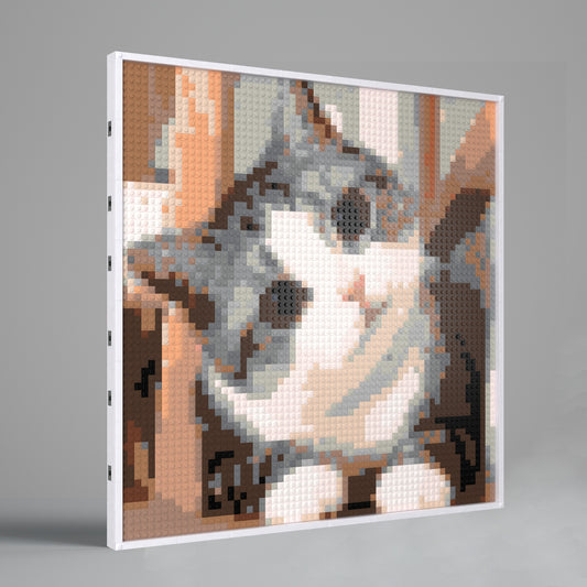 64*64 Cat Photo Compatible Lego Brick Pixel Art with Frame - 52.8*52.8*1.6cm