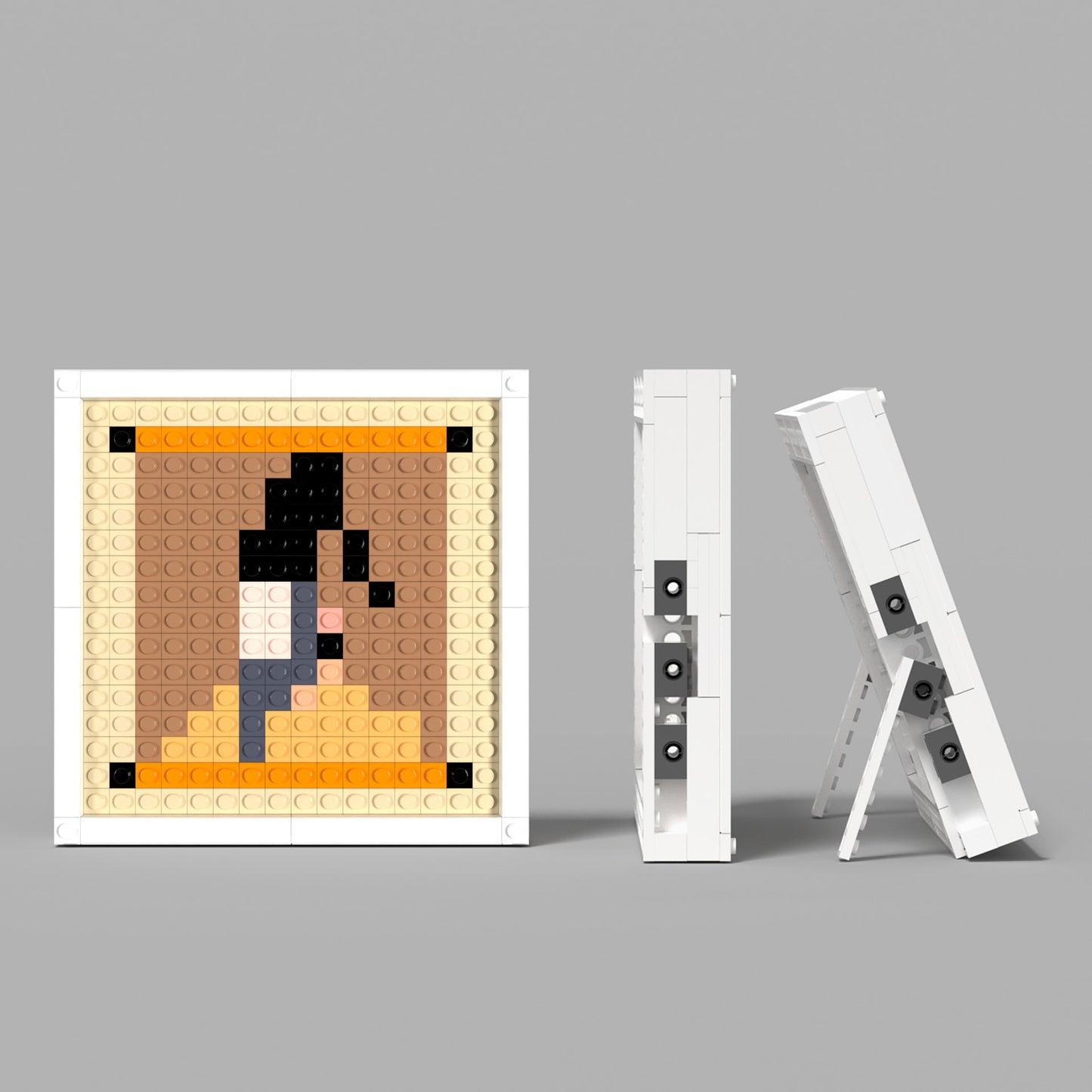 Pixel Art of Ancient Chinese Official Compatible Lego Set - A Minimalist Portrait of Traditional Costume