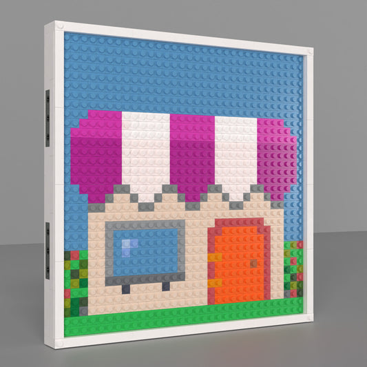 A Cartoon Romantic Little House Building Brick Pixel Art - 32*32 Modular Compatible with Lego